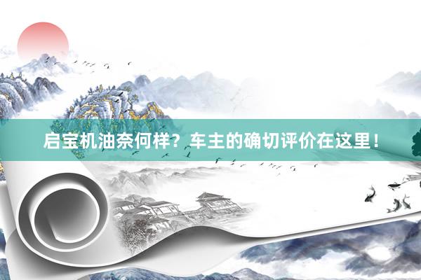 启宝机油奈何样？车主的确切评价在这里！